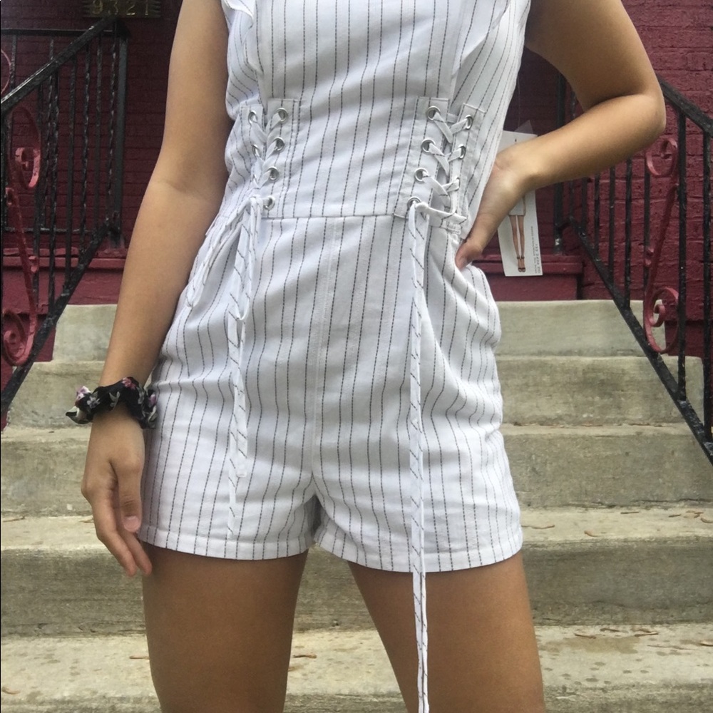 NWT White stripe romper